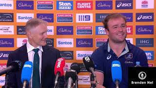 WALLABIES Bledisloe 1 post match press conference  Joe Schmidt and Harry Wilson [upl. by Neilla]