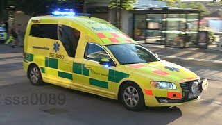 Utryckning i Falkenberg V70  XC70 ambulanser SE  72018 [upl. by Anaigroeg872]