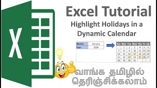 Highlight Holidays and Meetings in Your Dynamic Calendar  Excel TutorialTamil  Naalum Pagirvom [upl. by Norvin161]