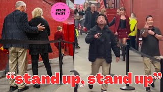 Taylor Swift’s bodyguard SCREAMS at photographers as singer hits Chiefs game in miniskirt ‘stand up [upl. by Dnalevelc]