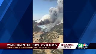 Ridge Fire burns 2500 threatens structures in Northern California [upl. by Namreg]