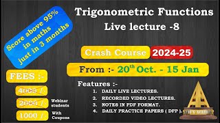 Trigonometric functions live L  8 [upl. by Nauqram]