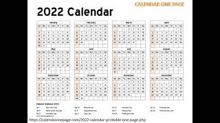 Printable Calendar 2022 One Page [upl. by Niki321]