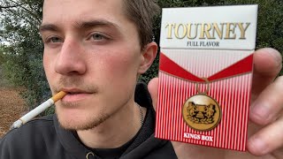 Smoking a Tourney Red “Full Flavor” Cigarette  Review [upl. by Nosle]