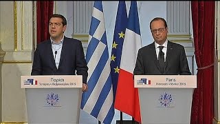 Alexis Tsipras à lElysée quotLa Grèce nest pas une menace pour lEuropequot [upl. by Fadiman133]