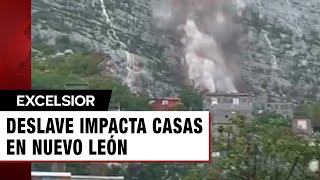 Momento exacto del deslave que impacta contra varias casas en Nuevo León [upl. by Lucinda]