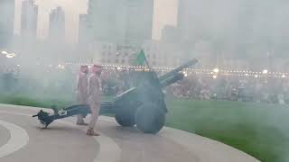 Eid Al Fitr Cannon firing at Burj Park Dubai  Ramadan Cannon Firing 2022 [upl. by Ytsirc]