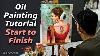 Oil painting tutorial for beginners Easy technique for beginners [upl. by Adnorrahs391]