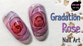 Gradation Rose Nail Art Flower Gel nails Tutorial [upl. by Ettennaej]