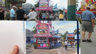 Painting INSANE Detail in Two Hours James Gurney Paints the County Fair in Gouache [upl. by Ylsel]