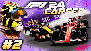 F1 24 CAREER MODE Part 2 Huge Crash At Turn One Genius Tyre Choice [upl. by Scheck]