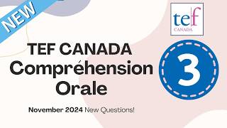 TEF CANADA  CO Listening  November 2024  New Test with New Questions Comprehension Orale [upl. by Eunice]