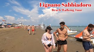 Lignano Sabbiadoro Italy Beach Walking Tour  07 July 2023 [upl. by Herwig]