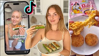 Ich esse 1 Tag virale TIKTOK FOOD Trends🍜 [upl. by Tallbot]