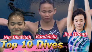 Top 10 World Class Dives from Pandelela Cheong Jun Hoong Nur Dhabitah [upl. by Aniarrol]