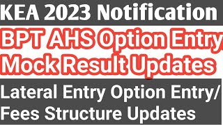 BPT AHS Regular Lateral Entry Option Entry Updates Karnataka 2023 [upl. by Anawad]