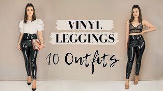 VINYL LEGGINGS OUTFITS  LOOKBOOK ✨ 10 Simple Outfit Ideas amp How to Style [upl. by Red]