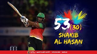 Shakib Al Hasans Half Century vs Barbados Royals  CPL 2022 [upl. by Kraska]