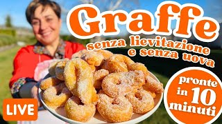 GRAFFE DI CARNEVALE PRONTE IN 10 MINUTI 🥳 Senza Lievitazione e Senza Uova  Ricetta in Diretta [upl. by Sky265]