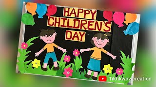 Childrens Day Bulletin Board Decoration Ideas  Childrens Day School Display Board [upl. by Kcirdor164]