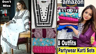 🌻Amazon Partywear Kurta Set Haul Starting Rs499😃Kurtis amp Dress HaulZouk Giveaway Amazon Haul [upl. by Pump]