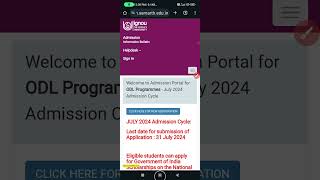 IGNOU Admission 2024 July Session Last Date ignou ignouadmission ignounews [upl. by D'Arcy812]