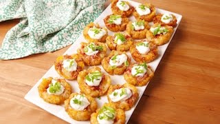 Loaded Tater Tot Cups  Delish [upl. by Enylekcaj]