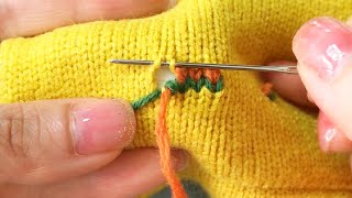 How to Mend a Hole in a Knitted Sweater Step by Step [upl. by Areic]