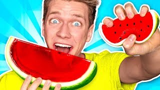 Making CANDY out of SQUISHY FOOD JELLO WATERMELON Learn How To DIY Squishies Food Challenge [upl. by Leihcar]