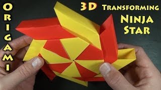 Origami 3D Transforming Ninja Star designed by Ray Bolt [upl. by Taima]