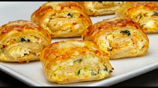 3 steps and the appetizer is ready Puff pastry rolls with cream cheese for any event [upl. by Jael]