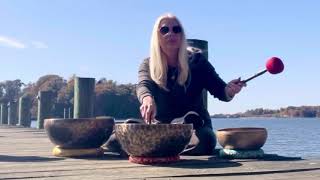 3 minute Zen Meditation Room Soothing Tibetan Singing Bowls Vibration Sound Bath Healing on theWater [upl. by Hirsh]