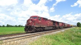 CP 9620 Leads a LONG Train Near Chesterville 484 Axles [upl. by Ping]