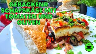 Schafskäse Feta gebacken mit Tomaten 🍅 und Oliven von KochMalSchnell [upl. by Ogren26]