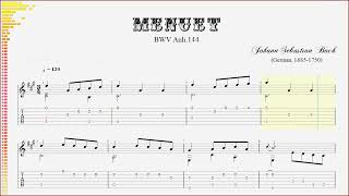 Bach BWV Anh114 Menuet G major guitar A major [upl. by Todd]