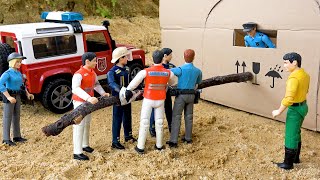 Rescue car with police cars and fire truck  Funny stories police car  BIBO TOYS [upl. by Ludeman]