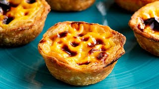 Pastel de Nata  Portuguese Custard Tarts Recipe [upl. by Nelad207]