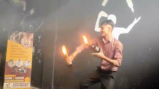 fire flaring demo show with my studentsbartender [upl. by Einnalem]