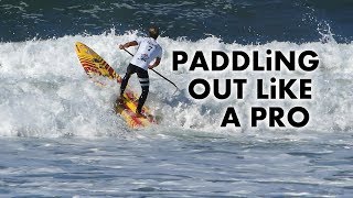 How to Paddle Out in Bigger Surf on a SUP [upl. by Artiek]