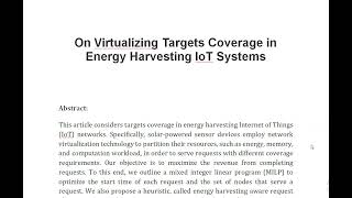 On Virtualizing Targets Coverage in Energy Harvesting IoT Systems [upl. by Nappy]