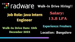 RADWARE walkIn Drive Off Campus Hiring Freshers for the Role of Java Intern Engineer [upl. by Allerie815]