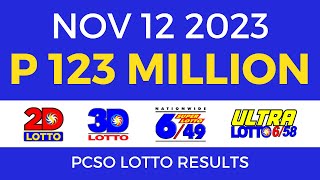 Lotto Result November 12 2023 9pm PCSO [upl. by Yekcin115]