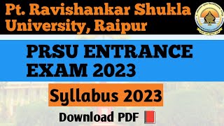 PRSU Entrance Exam Syllabus 2023 [upl. by Emiatej]