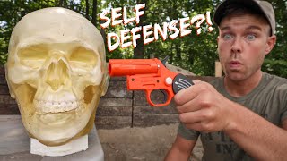 FLARE GUN vs HUMAN HEAD Could It SAVE Your LIFE [upl. by Esalb216]