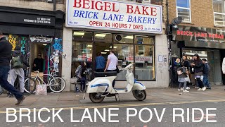 Brick Lane  POV Classic Vespa Virtual Ride  East London [upl. by Harrad249]