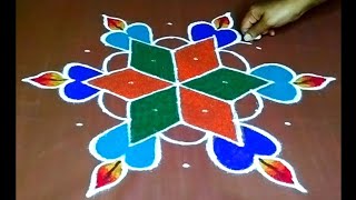 95 dot rangoli design 🌷 festival rangoli 🌷 traditional rangoli 🌷jeevanarangoli505 [upl. by Ayarahs]