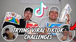 TRYING VIRAL TIKTOK CHALLENGES W MARKIE MARK WE ALMOST THREW UP [upl. by Rihat768]