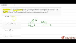 Fluorination of an aromatic ring is easily accompolished by treating a diazonium salt with HBF4 [upl. by Cott]