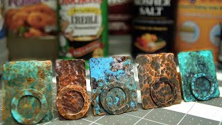 Copper Patinas  How To Patina Copper Metal  Five Recipes  Verdigris Liver of Sulphur Vinegar [upl. by Madelin]