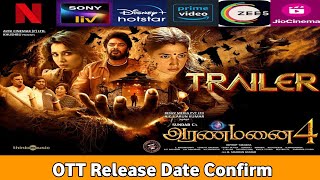 Aranmanai 4 Movie OTT Release Date Confirm  New South Indian Hindi Dubbed Upcoming Movies [upl. by Setsero]